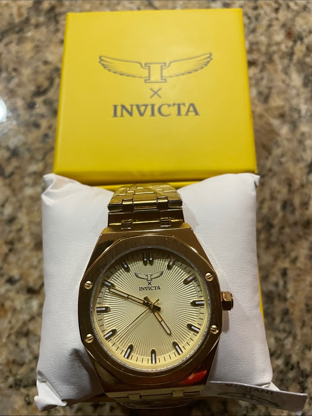 Invicta Specialty Men's Gold Tone Bracelet Watch with Sunburst Dial